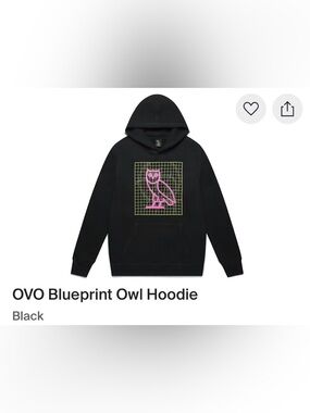 Brand New OVO Blueprint Owl Hoodie Sz Medium